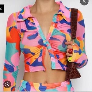 Tiger Mist Florence Top Abstract XS NWT